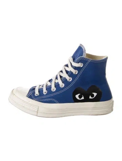 Pre-owned Comme Des Garçons Play X Converse Canvas Graphic Print Sneakers In Blue