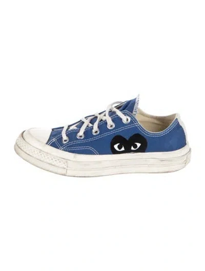 Pre-owned Comme Des Garçons Play X Converse Canvas Graphic Print Sneakers In Blue