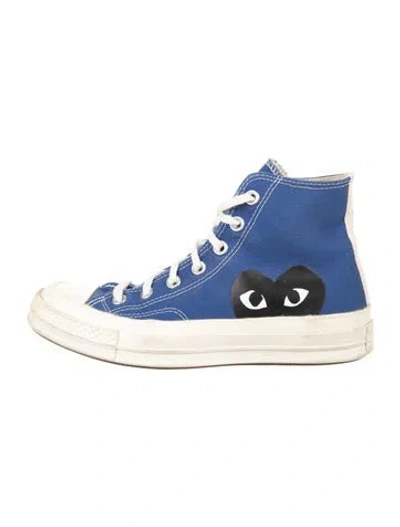 Pre-owned Comme Des Garçons Play X Converse Canvas Graphic Print Sneakers In Blue