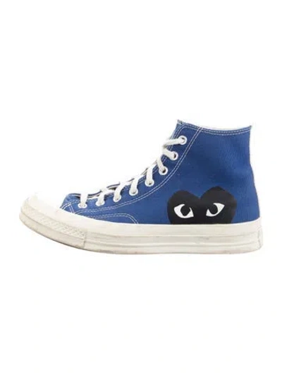 Pre-owned Comme Des Garçons Play X Converse Canvas Graphic Print Sneakers In Blue