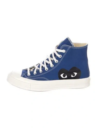 Pre-owned Comme Des Garçons Play X Converse Canvas Graphic Print Sneakers In Blue