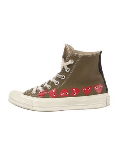 Pre-owned Comme Des Garçons Play X Converse Canvas Graphic Print Sneakers In Brown
