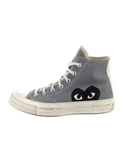Pre-owned Comme Des Garçons Play X Converse Canvas Graphic Print Sneakers In Gray
