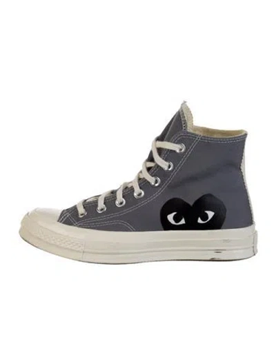 Pre-owned Comme Des Garçons Play X Converse Canvas Graphic Print Sneakers In Gray