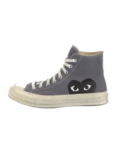 Pre-owned Comme Des Garçons Play X Converse Canvas Graphic Print Sneakers In Gray