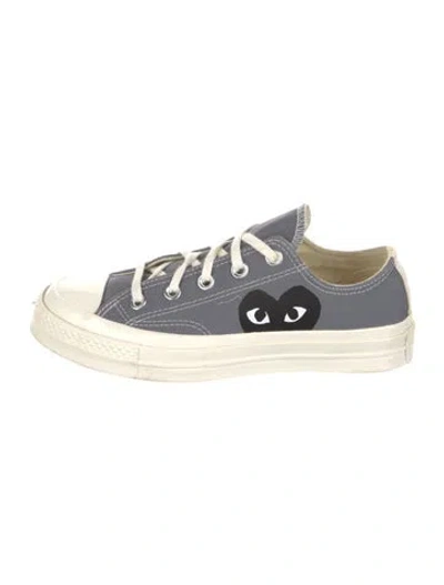 Pre-owned Comme Des Garçons Play X Converse Canvas Graphic Print Sneakers In Gray
