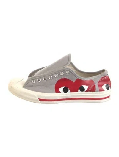 Pre-owned Comme Des Garçons Play X Converse Canvas Graphic Print Sneakers In Gray