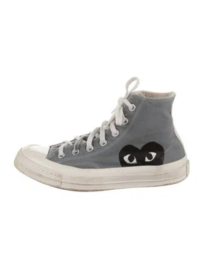Pre-owned Comme Des Garçons Play X Converse Canvas Graphic Print Sneakers In Gray