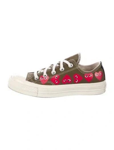 Pre-owned Comme Des Garçons Play X Converse Canvas Graphic Print Sneakers In Green