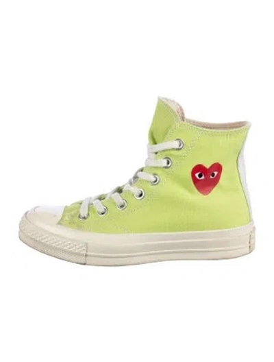 Pre-owned Comme Des Garçons Play X Converse Canvas Graphic Print Sneakers In Green