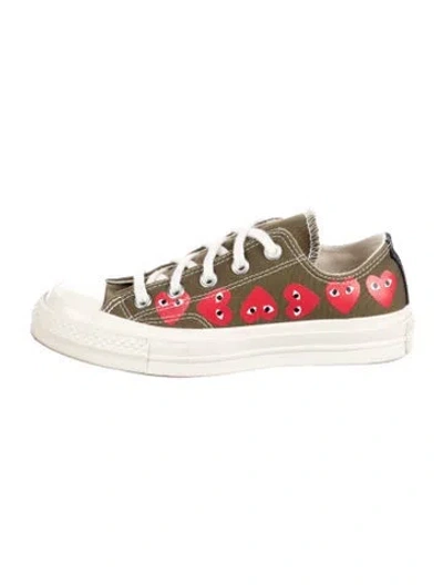 Pre-owned Comme Des Garçons Play X Converse Canvas Graphic Print Sneakers In Green
