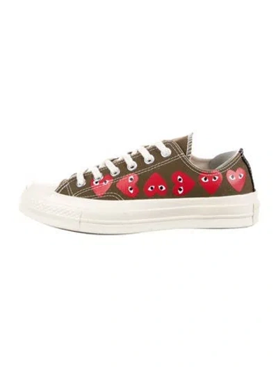 Pre-owned Comme Des Garçons Play X Converse Canvas Graphic Print Sneakers In Green
