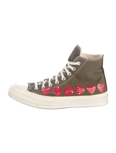 Pre-owned Comme Des Garçons Play X Converse Canvas Graphic Print Sneakers In Green