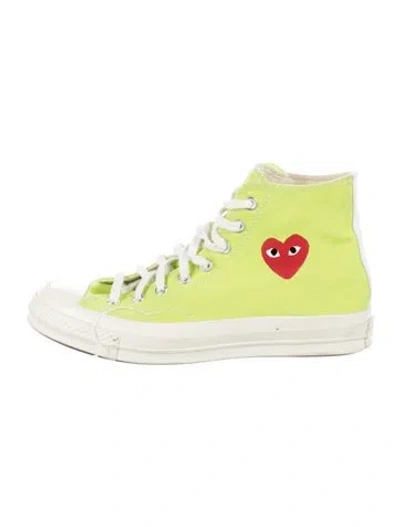 Pre-owned Comme Des Garçons Play X Converse Canvas Graphic Print Sneakers In Green
