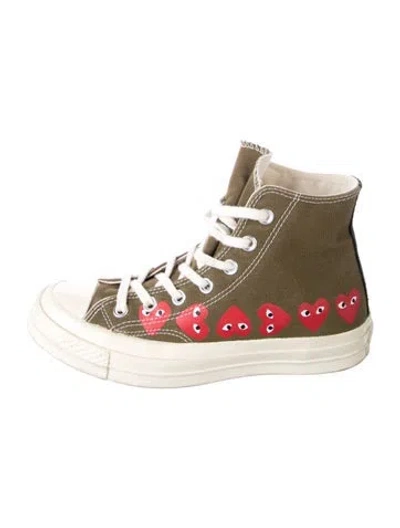 Pre-owned Comme Des Garçons Play X Converse Canvas Graphic Print Sneakers In Green