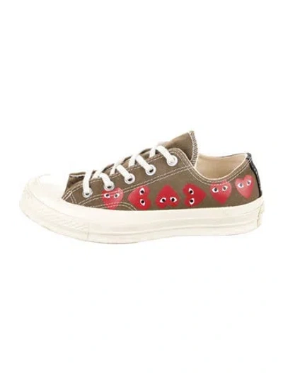 Pre-owned Comme Des Garçons Play X Converse Canvas Graphic Print Sneakers In Green