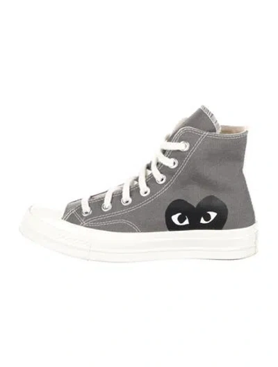 Pre-owned Comme Des Garçons Play X Converse Canvas Graphic Print Sneakers In Grey