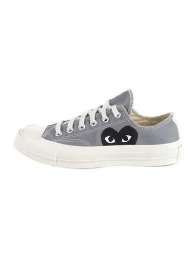 Pre-owned Comme Des Garçons Play X Converse Canvas Graphic Print Sneakers In Grey