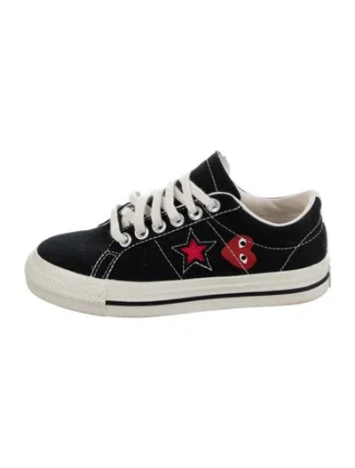 Pre-owned Comme Des Garçons Play X Converse Canvas Graphic Print Sneakers In Multicolor