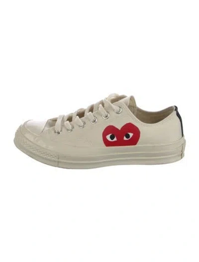 Pre-owned Comme Des Garçons Play X Converse Canvas Graphic Print Sneakers In Neutral