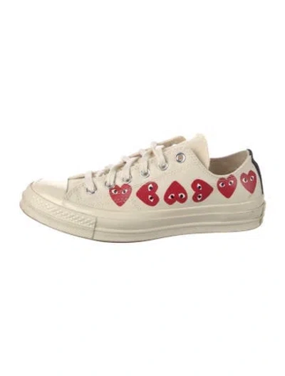 Pre-owned Comme Des Garçons Play X Converse Canvas Graphic Print Sneakers In Neutral