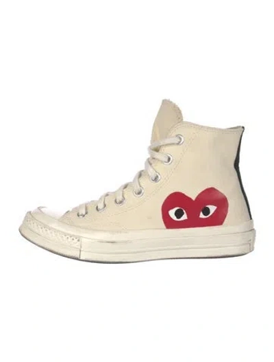 Pre-owned Comme Des Garçons Play X Converse Canvas Graphic Print Sneakers In Neutral