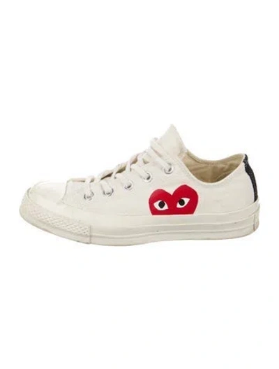 Pre-owned Comme Des Garçons Play X Converse Canvas Graphic Print Sneakers In Neutral