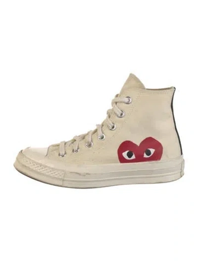 Pre-owned Comme Des Garçons Play X Converse Canvas Graphic Print Sneakers In Neutral