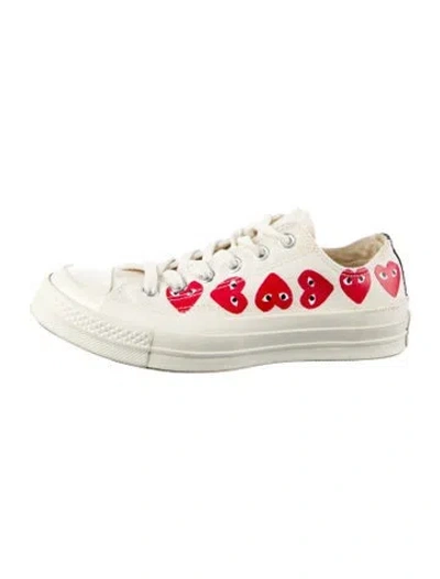 Pre-owned Comme Des Garçons Play X Converse Canvas Graphic Print Sneakers In Neutral