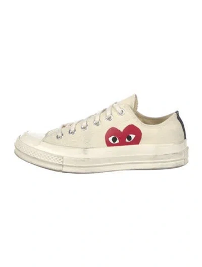 Pre-owned Comme Des Garçons Play X Converse Canvas Graphic Print Sneakers In Neutral