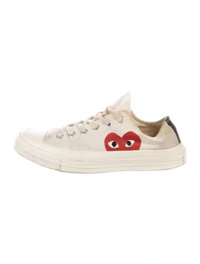 Pre-owned Comme Des Garçons Play X Converse Canvas Graphic Print Sneakers In Neutral
