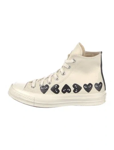 Pre-owned Comme Des Garçons Play X Converse Canvas Graphic Print Sneakers In Neutral