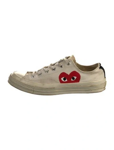 Pre-owned Comme Des Garçons Play X Converse Canvas Graphic Print Sneakers In Neutral