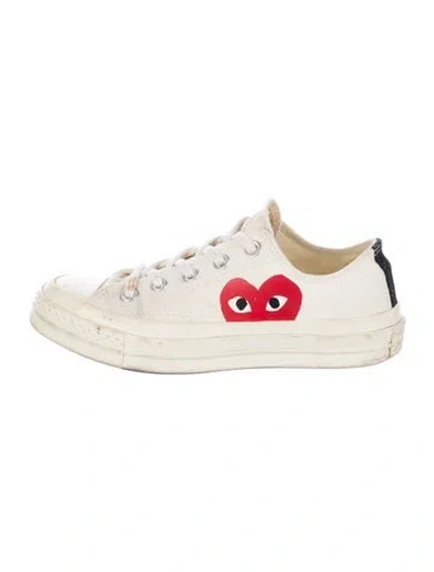 Pre-owned Comme Des Garçons Play X Converse Canvas Graphic Print Sneakers In Neutral