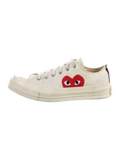 Pre-owned Comme Des Garçons Play X Converse Canvas Graphic Print Sneakers In Neutral