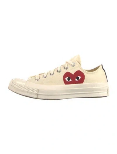 Pre-owned Comme Des Garçons Play X Converse Canvas Graphic Print Sneakers In Neutral