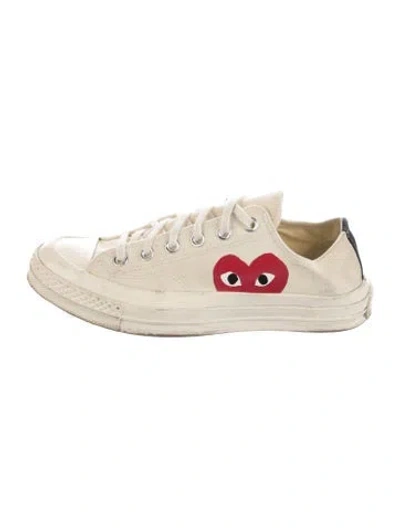 Pre-owned Comme Des Garçons Play X Converse Canvas Graphic Print Sneakers In Neutral