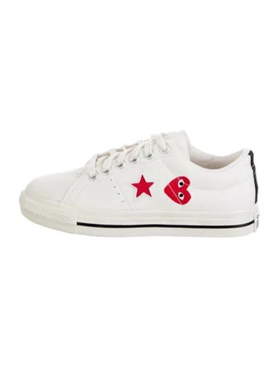 Pre-owned Comme Des Garçons Play X Converse Canvas Graphic Print Sneakers In Neutral