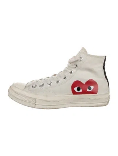 Pre-owned Comme Des Garçons Play X Converse Canvas Graphic Print Sneakers In Neutral