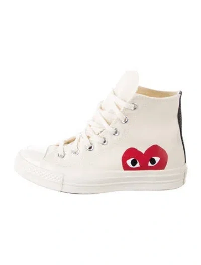 Pre-owned Comme Des Garçons Play X Converse Canvas Graphic Print Sneakers In Neutral