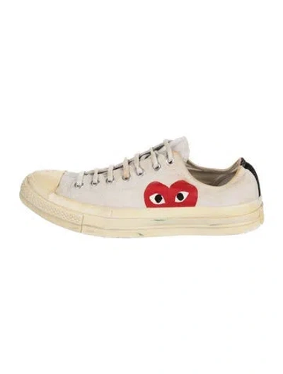 Pre-owned Comme Des Garçons Play X Converse Canvas Graphic Print Sneakers In Neutral