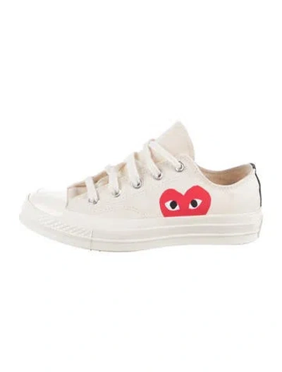 Pre-owned Comme Des Garçons Play X Converse Canvas Graphic Print Sneakers In Neutral