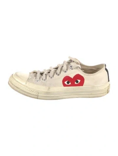 Pre-owned Comme Des Garçons Play X Converse Canvas Graphic Print Sneakers In Neutral