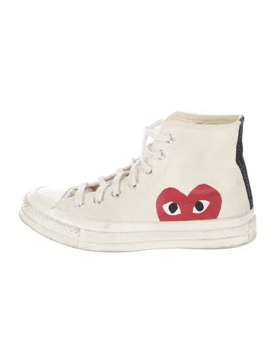 Pre-owned Comme Des Garçons Play X Converse Canvas Graphic Print Sneakers In Neutral