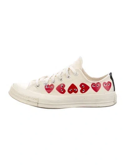 Pre-owned Comme Des Garçons Play X Converse Canvas Graphic Print Sneakers In Neutral