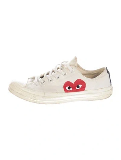 Pre-owned Comme Des Garçons Play X Converse Canvas Graphic Print Sneakers In Neutrals