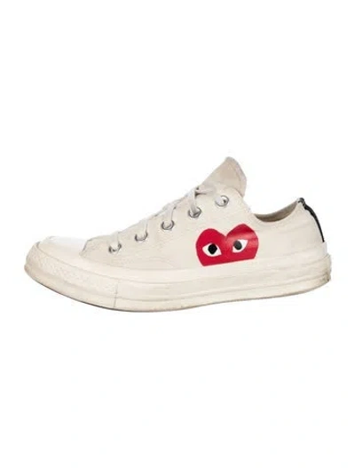 Pre-owned Comme Des Garçons Play X Converse Canvas Graphic Print Sneakers In Neutrals