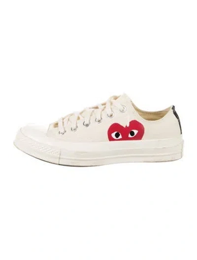 Pre-owned Comme Des Garçons Play X Converse Canvas Graphic Print Sneakers In Neutrals
