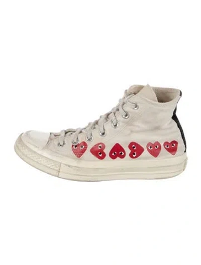 Pre-owned Comme Des Garçons Play X Converse Canvas Graphic Print Sneakers In Neutrals