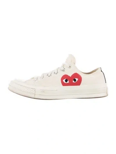 Pre-owned Comme Des Garçons Play X Converse Canvas Graphic Print Sneakers In Neutrals